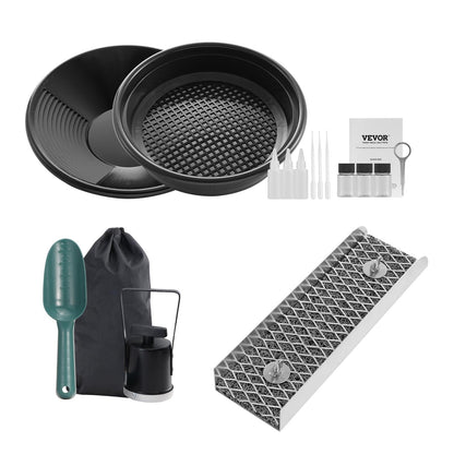 VEVOR Gold Panning Kit with Mini Sluice Box, 12" Aluminum Gold Mining Equipment, 16 PCS Golds Prospecting Kit with Golden Pan, Classifier Screen, Separating Magnet, Drawstring Backpack and Accessories 🍁 All In One Marketplace Canada