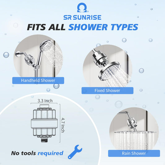 20-Stage Shower Filter-Shower Head Filter for Hard Water, with 3 Replaceable Filter Cartridges, High Output Shower Water Filter for Removing Chlorine and Fluoride, Polished Chrome 🍁 All In One Marketplace Canada