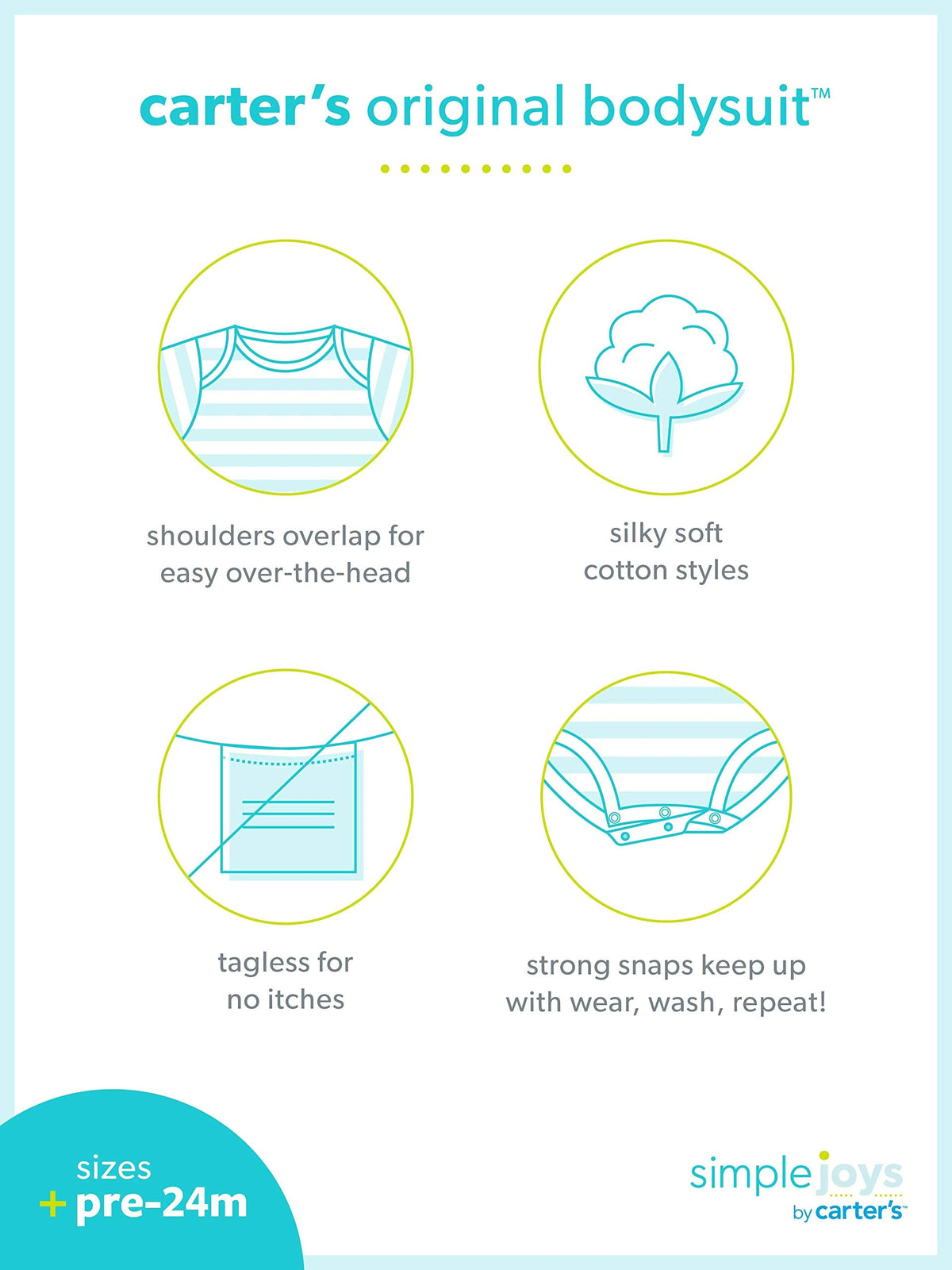 Simple Joys by Carter's Baby 8-Pack Short-Sleeve Bodysuit, White, 6-9 Months 🍁 All In One Marketplace Canada