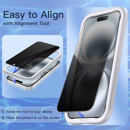 JETech Privacy Screen Protector for iPhone 16 6.1-Inch, Anti-Spy Tempered Glass Film with Easy Installation Tool, 2-Pack 🍁 All In One Marketplace Canada