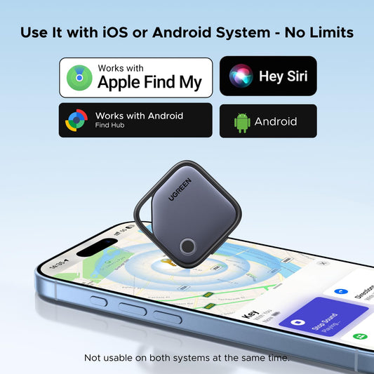 UGREEN FineTrack Duo (iOS or Android) Air Tracker Tags 4 Pack, USB-C Rechargeable Bluetooth Tracker Compatible with Apple Find My or Find Hub App, Item Finder Smart Tag for Key Wallet Backpack Luggage 🍁 All In One Marketplace Canada