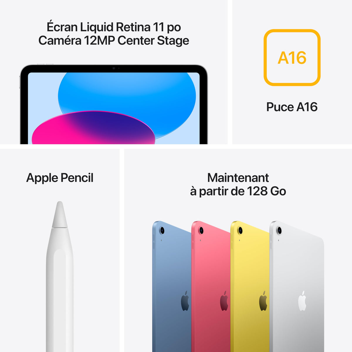 Apple iPad with A16 chip: 11-inch Liquid Retina Display, 128 GB, Wi-Fi 6, 12MP Front/12MP Back Camera, Touch ID, All-Day Battery Life — Silver 🍁 All In One Marketplace Canada