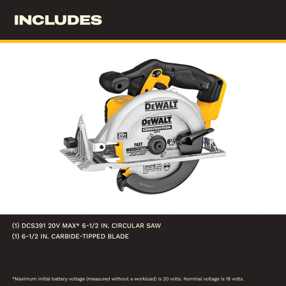DEWALT 6-1/2-Inch 20V MAX Circular Saw, Tool Only (DCS391B) , Yellow 🍁 All In One Marketplace Canada