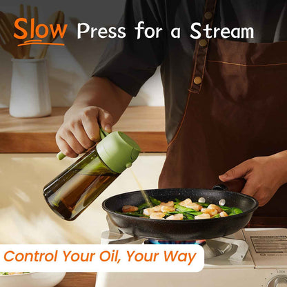 TrendPlain 470ml Olive Oil Dispenser Bottle for Kitchen Gadgets - 2 in 1 Dispenser and Sprayer - Olive Oil Spray Bottle w/Stickers (Light Blockage) - BPA Free - Black&Green 🍁 All In One Marketplace Canada