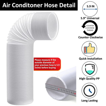 FUBININA 80" Portable Air Conditioner Hose, AC Hose with 5.9" Diameter, Anti-Clockwise Thread AC Exhaust Hose for Portable AC Vent Replacement Tube Compatible with LG Air Conditioner Part 🍁 All In One Marketplace Canada