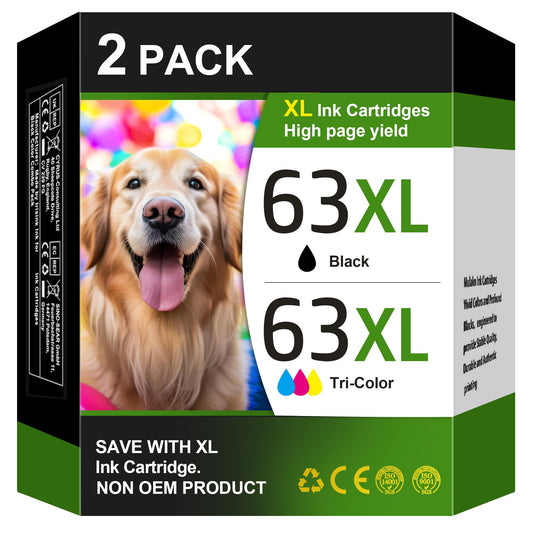 63XL Ink Cartridge Black and Colour Replacement Encre for HP 63 Ink Cartridges 63 XL Ink Cartridges Works for HP OfficeJet 3830 3833 3836 4650 5255; Envy 4516 4520 4522; DeskJet 3630 3632 (2 Pack) 🍁 All In One Marketplace Canada