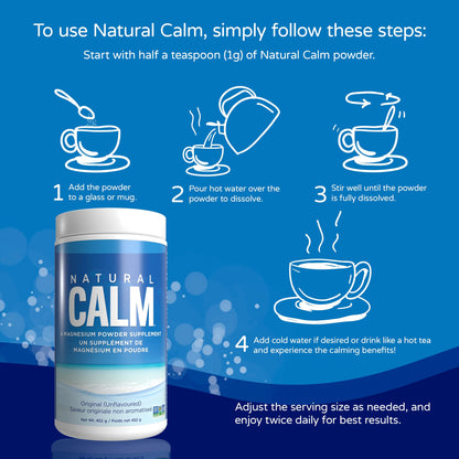 Natural Calm Magnesium Citrate Powder (Unflavoured) 452g - Quick Absorbing - Loved Magnesium Drink 🍁 All In One Marketplace Canada