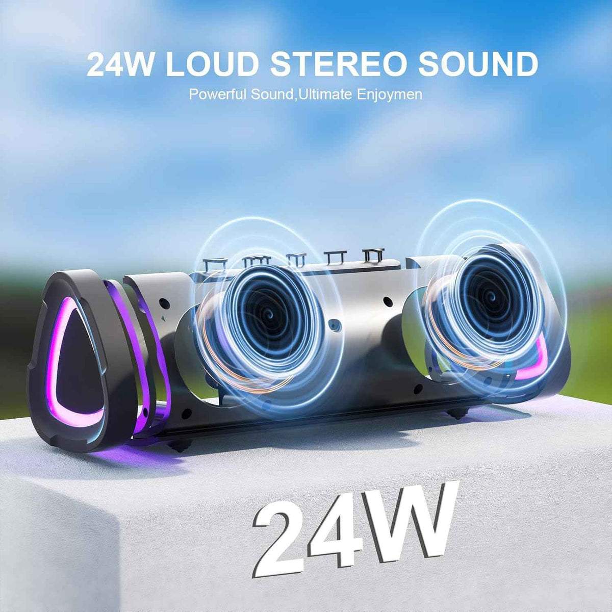 Bluetooth Speaker,Vanzon V40 Portable Wireless Bluetooth Speaker with IPX7 Waterproof, 24W HiFi Stereo Sound,24H Playtime, LED Lights and TWS Dual Pairing, Suitable for Home Outdoors Travel,Great Gift 🍁 All In One Marketplace Canada