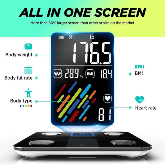 RunStar Smart Scale for Body Weight and Fat Percentage, High Accuracy Digital Bathroom Scale with Large Display for BMI Heart Rate 15 Body Composition Analyzer Sync with Fitness App 400lb 🍁 All In One Marketplace Canada