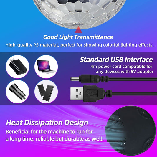 Happy Birthday Disco Party Decorations Lights, USB LED Mini Disco Ball Lamp Sound Activated DJ Dance Stage Light Colourful RGB Strobe Lamp for Home Room Dance Parties Karaoke Xmas Wedding Show Club 🍁 All In One Marketplace Canada