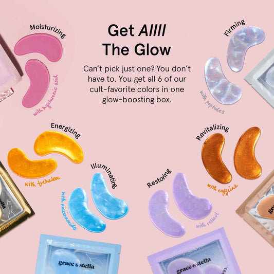 grace & stella Under Eye Mask Variety Pack - 18 Pairs of Under Eye Patches for Puffy Eyes - With 6 Colors (3 Pairs/Color) - Vegan Cruelty Free Bridesmaid Gifts, Birthday Gifts for Women 🍁 All In One Marketplace Canada