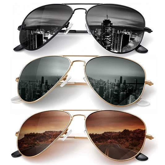 KALIYADI Classic Aviator Sunglasses for Men Women Driving Sun glasses Polarized Lens UV Blocking (3 Pack) 58mm 🍁 All In One Marketplace Canada
