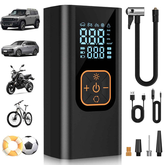 QKMPOM 180PSI Tire Inflator Portable Air Compressor, 6X Faster Air Pump for Car Tires with Digital Pressure Gauge, 12V DC Adapter, LED Light, Portable Tire Inflator for Car, Motorcycle, Bike, Balls 🍁 All In One Marketplace Canada