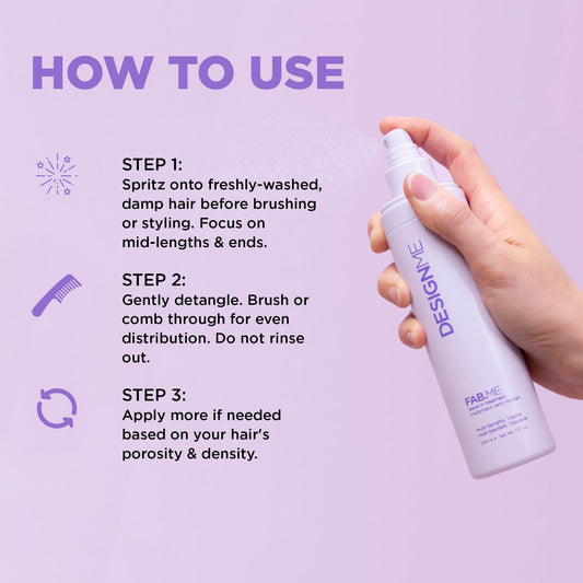 Design.Me FAB.ME Leave-In Conditioner Spray | Detangles, Hydrates, and Controls Frizz | Heat Protector, Reduces Blow Dry Time & Adds Shine | Color Safe, Perfect for Styling All Hair Types 🍁 All In One Marketplace Canada
