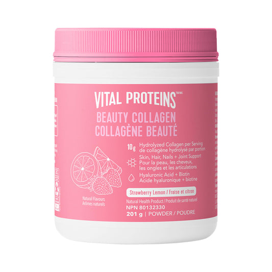 VITAL PROTEINS Beauty Collagen Peptides Strawberry Lemon Powder, Supports Hair, Skin & Nails With Hyaluronic Acid, Biotin & Vitamin C & Helps Form Collagen & Reduce Joint Pain Associated With Osteoarthritis, 201 g 🍁 All In One Marketplace Canada