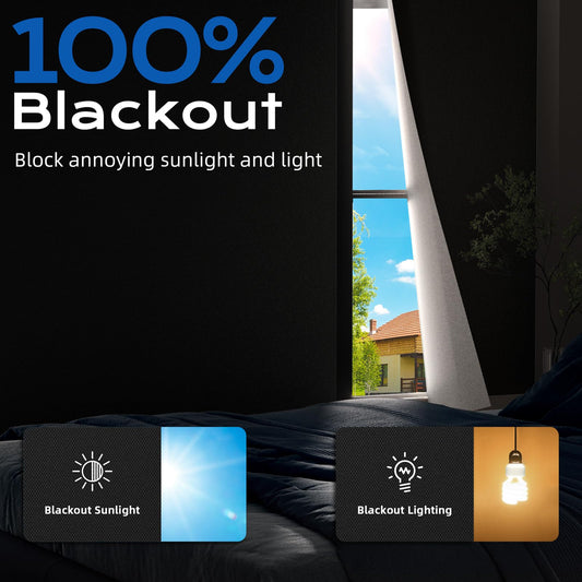 Blackout Curtains for Bedroom, 100" x 58" Portable Blackout Blinds with 20 Sets Hooks & Loops Strips for 100% Blackout Window Film, Temporary Blackout Shades for Windows Cover Nursery Travel RV- Black 🍁 All In One Marketplace Canada