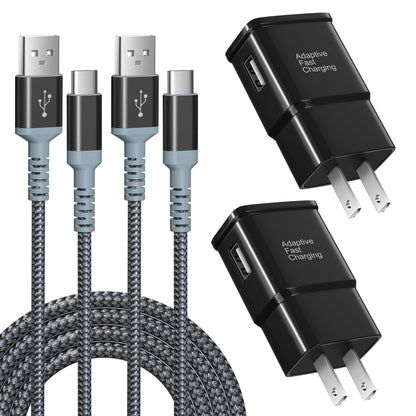 Adaptive Fast Charger and USB-C Cable 10ft(3m), Excgood Type C Cable Fast Charging Compatible with Galaxy A16/A15/A13/A14/A03s, S25 Ultra/S24/S23/S22/S20/S8/9+/10e,Note, Android Phone (2Pack Black) 🍁 All In One Marketplace Canada