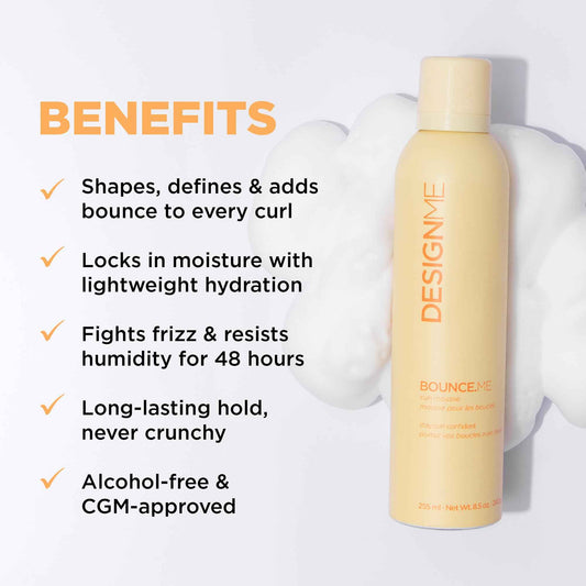 Design.Me BOUNCE.ME Curl Mousse | Lightweight Curl Defining for Wavy & Curly Hair | Frizz Control, Humidity Resistant, Alcohol-Free Mousse for Hair Styling | CGM Approved 🍁 All In One Marketplace Canada