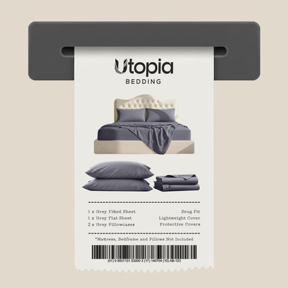 Utopia Bedding King Bed Sheets - 4 Piece King Size Cooling Sheet Set - Hotel Luxury Soft Breathable Microfiber, Oeko-TEX, Deep Pocket Easy Fit & Care, Fade & Wrinkle Resistant, Grey 🍁 All In One Marketplace Canada