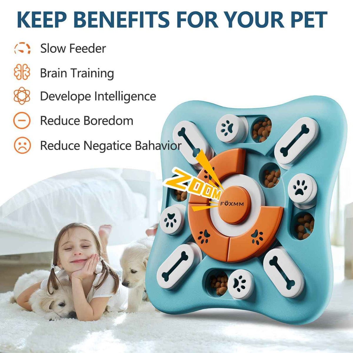FOXMM Interactive Dog Treat Puzzle Toys for IQ Training & Mental Stimulating,Fun Slow Feeder,Large Medium Small Dogs Enrichment Toys with Squeak Design 🍁 All In One Marketplace Canada