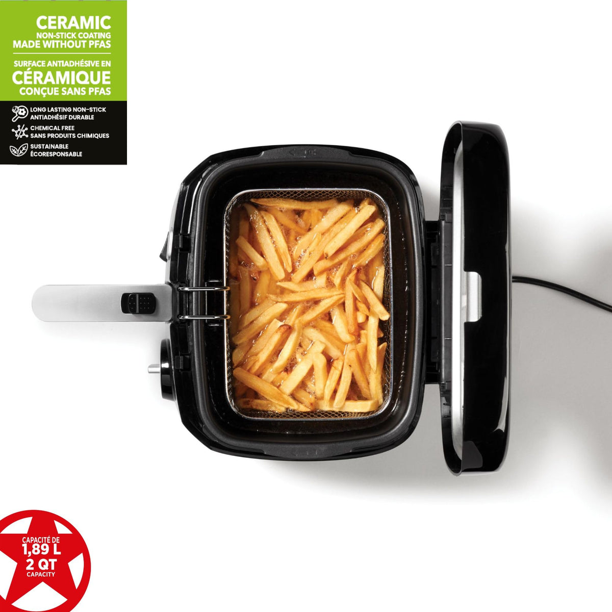 Starfrit Deep Fryer, 2.5L Capacity, Ceramic Bowl, Black 🍁 All In One Marketplace Canada