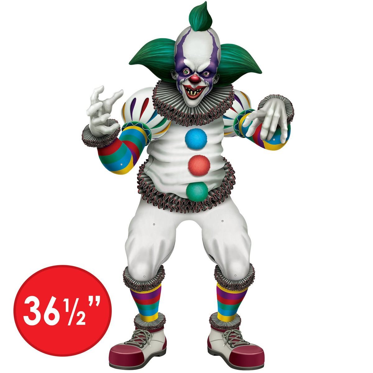 Beistle Cardstock Paper Jointed Creepy Clown Halloween Decorations for Home, Office, or Haunted House Party Supplies