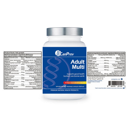 CanPrev Adult Multi, 60 V-Caps 30-Day Supply - Non-GMO and Gluten-Free - High-Potency Multivitamin and Multi-Mineral Formula - Iron-Free - Easy to Digest - Complete Daily Vitamins and Minerals 🍁 All In One Marketplace Canada