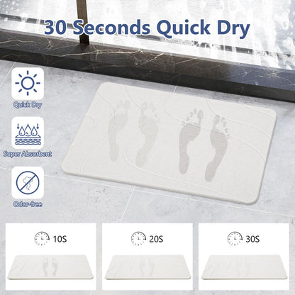 Ceecysaa 60 x 39cm Stone Bath Mat, Diatomaceous Earth Quick Dry Non Slip, White 🍁 All In One Marketplace Canada