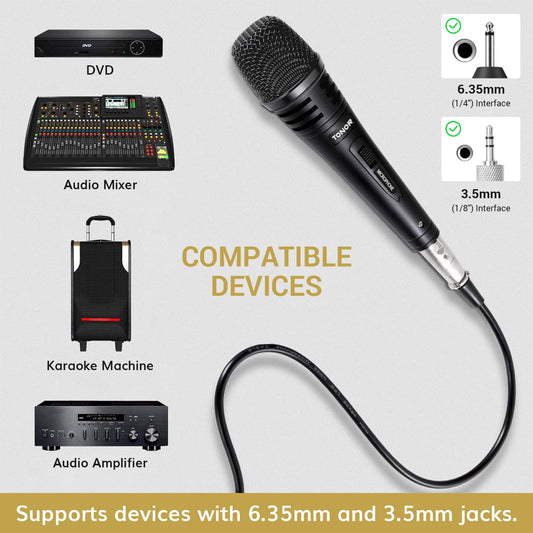 TONOR Dynamic Karaoke Microphone for Singing with 4.5m XLR Cable, Metal Handheld Mic Compatible with Karaoke Machine/Speaker/Amp/Mixer for Karaoke Singing, Speech, Wedding, Stage and Outdoor Activity 🍁 All In One Marketplace Canada