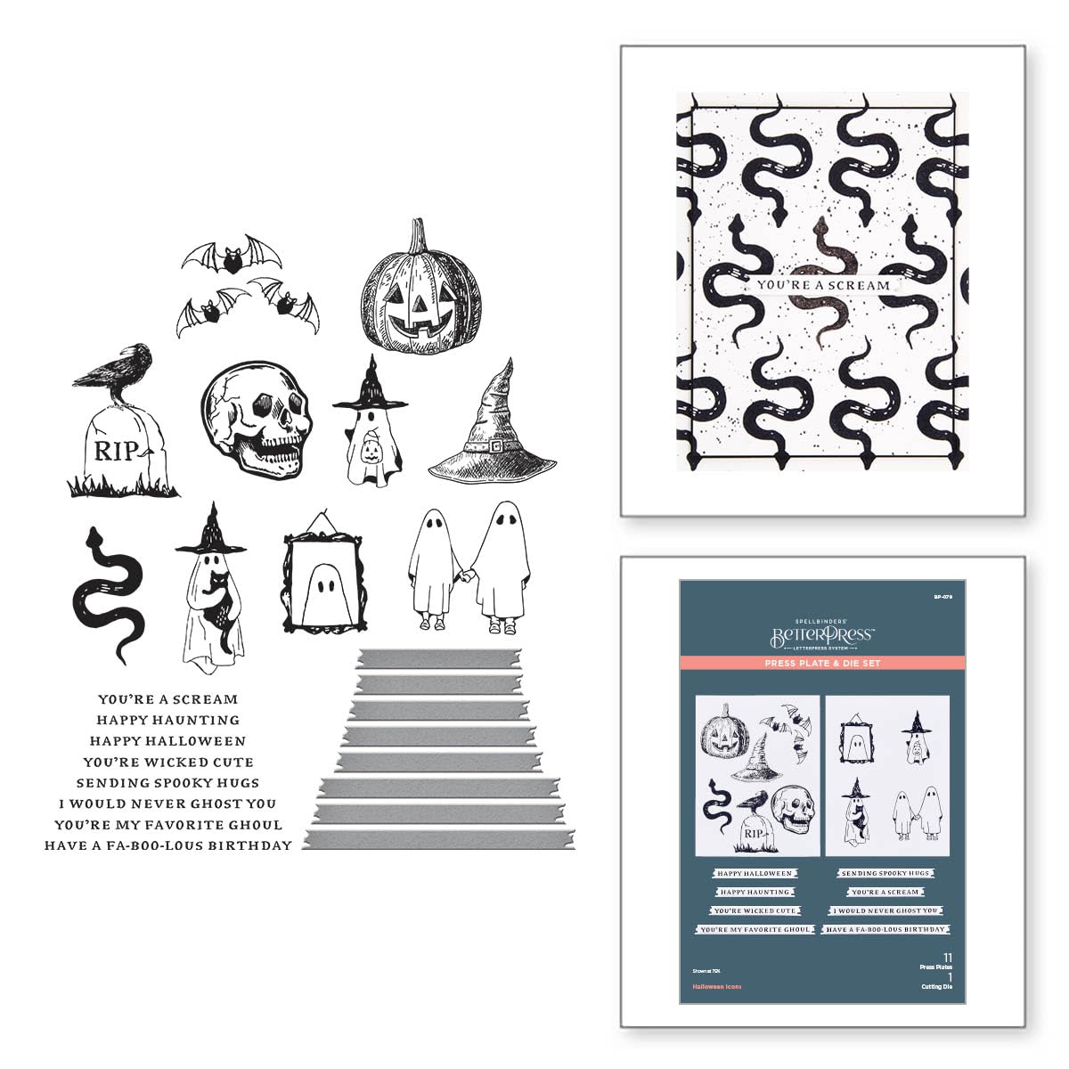 Spellbinders Halloween Icons Press Plates, Metal