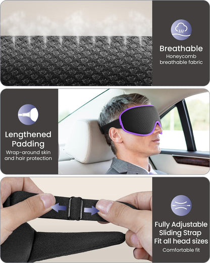 WAOAW Sleep Mask for Men Women: Blackout Eye Masks for Sleep - 3D Breathable Soft Comfortable Eye Mask for Travel - Adjustable Light Blocking Night Masks for Sleeping 🍁 All In One Marketplace Canada