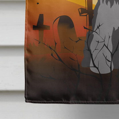 Caroline's Treasures BB4318CHF Halloween Miniature Schanuzer Black Silver Flag Canvas House Size, Large, Multicolor