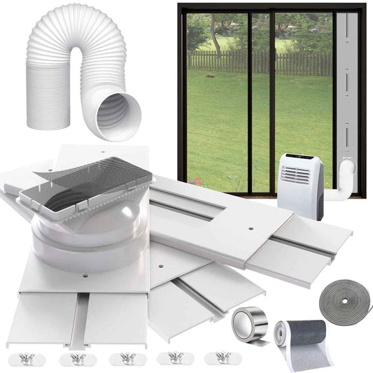 Gulrear 95"Sliding Door AC Vent Kit with Φ 5.1"Extendable Hose Filter Screen & Weather Stripping Universal 5.0/5.9 Inch Coupler for Sliding Glass/Window Portable AC Energy Saving Airtight Seal System 🍁 All In One Marketplace Canada
