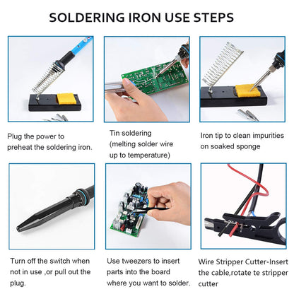 HANDSKIT Soldering Iron Kit, 60W Adjustable Temperature Welding Tool, 5pcs Soldering Iron Tip, Soldering Iron Stand, Desoldering Pump, Tweezers, Solder Wire, Carry Bag 🍁 All In One Marketplace Canada