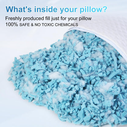 NTCOCO Cooling Bed Pillows Queen Size Pack of 2 for Sleeping Shredded Memory Foam Bed Pillows Adjustable Gel for Side Stomach Back Sleepers Washable Removable Cover Cover 🍁 All In One Marketplace Canada