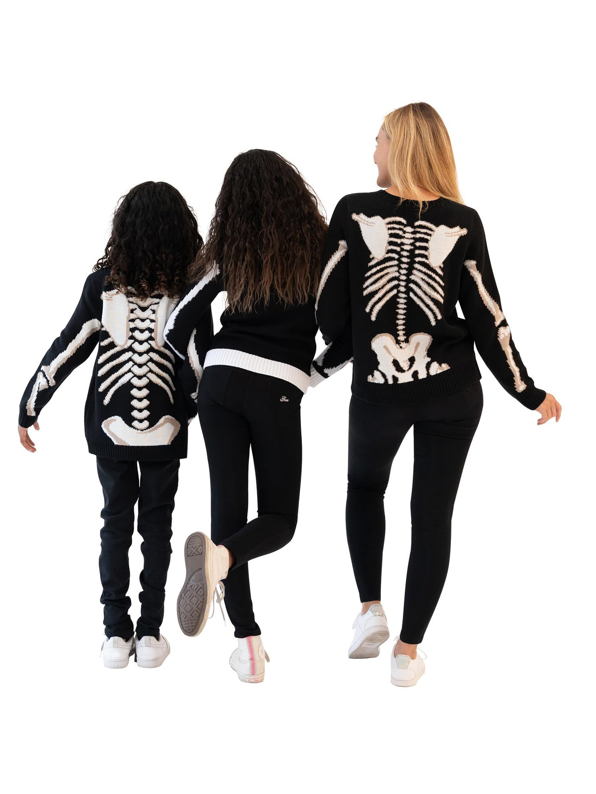 Blizzard Bay Women's Halloween Crew Neck, Long Sleeve, Sweater, Black Skeleton, Medium