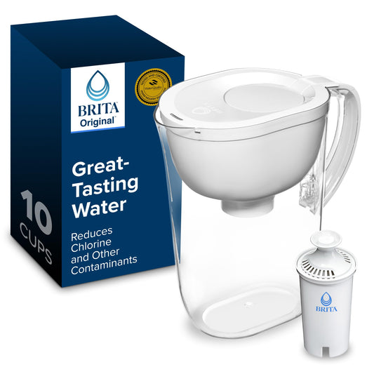 Brita 10 Cup Filter Pitcher with Smart Light Indicator, Reduces Chlorine taste and odour from Tap Water, Filters 151 Litres, Huron, White 🍁 All In One Marketplace Canada