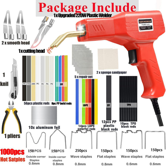 Upgraded 220W Plastic Welder, 2 in 1 Plastic Welding Repair Welder Kit 1000PCS Hot Stapler Soldering Gun with 100PCS Plastics Welding Rods Car Bumper Repair Kit for Most Plastics Repair 🍁 All In One Marketplace Canada
