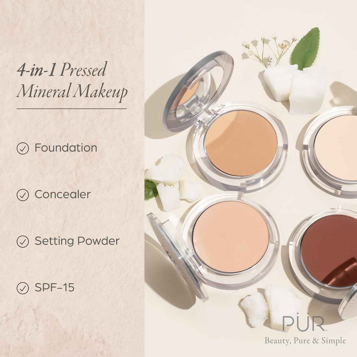 PÜR 4-in-1 Pressed Mineral Makeup with Skincare Ingredients in Linen, 0.8 Pound 🍁 All In One Marketplace Canada