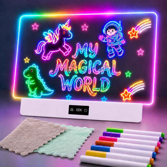 TAEMVV 16 Inch LED Drawing Board for Kids with Display, Rechargeable Light Up LCD Writing Tablet with 15H Battery & Stand, 8 Colors 3 Dynamic Modes Glow Light Board for Toy Birthday Gifts 🍁 All In One Marketplace Canada