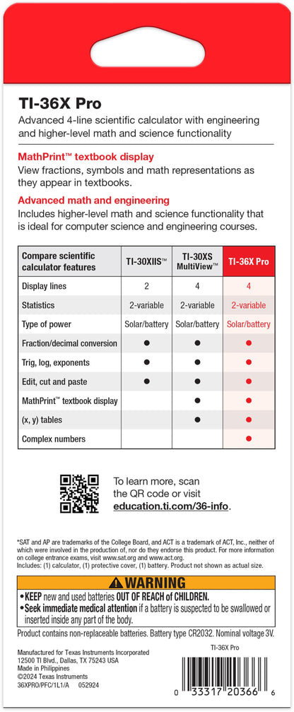 Texas Instruments TI-36X Pro Engineering/Scientific Calculator, Black, 9.7 Inch 🍁 All In One Marketplace Canada