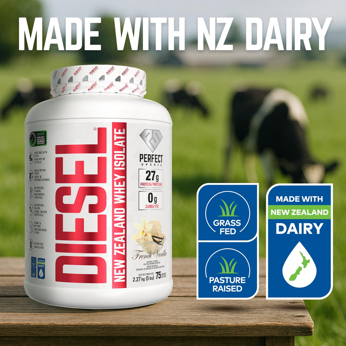 DIESEL 100% New Zealand Whey Isolate, Grass-Fed & Pasture Raised - French Vanilla 5lb 🍁 All In One Marketplace Canada