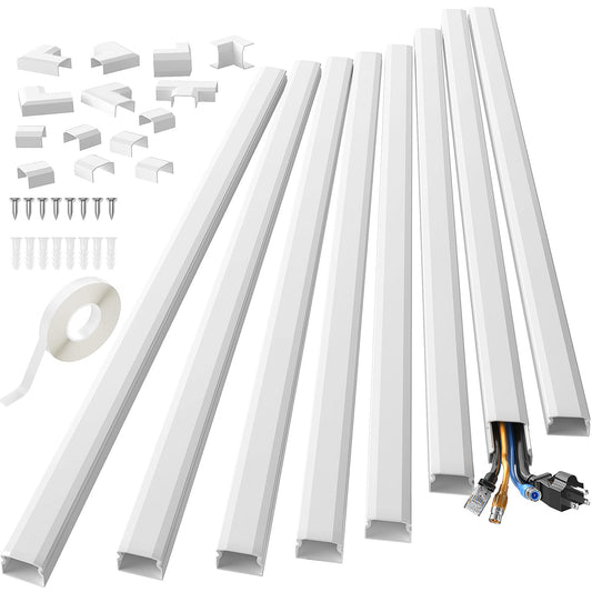 Yecaye 8 Pack Cable Concealer, 125 in Large Size TV Cable Cord Hider, Cable Management for Wires on Wall, Paintable Cable Cord Organizer for Home Office, 8X L15.7 X W1.18 X H0.6 in 🍁 All In One Marketplace Canada