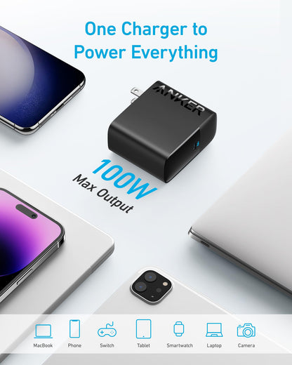 Anker MacBook Charger, Compact and Foldable 100W USB C Charger for MacBook Air, Samsung Galaxy, iPad Pro, and More, 5FT USB C Cable Included 🍁 All In One Marketplace Canada