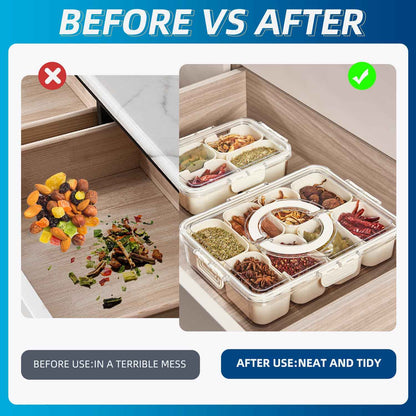 Pure Future Snackle Box Container with Handle - 8 Compartment Divided Serving Tray with Lid - Crystal Clear Charcuterie Box for Travel, Parties, Movie Nights & Daily Snacks (Hand Wash Only) 🍁 All In One Marketplace Canada