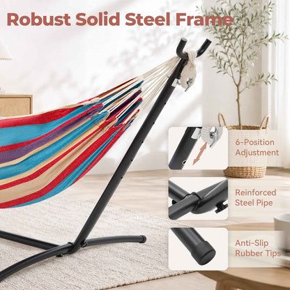 Hammock with Stand, Ohuhu Double Hammock with Space Saving Steel Stand & Pillow 2 Person Hammocks with Portable Carrying Bag for Camping Garden Patio Indoor Use Gift for Birthday, Tropical 🍁 All In One Marketplace Canada
