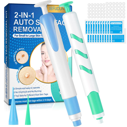 Skin Tag Tool，For Small to Large Skin Tags 1-9mm Painless Skin Tag Removal Kit Tools with 60 Removal Bands And 36 Repair Patches & 20 pcs Cleansing Wipes Easy to Use 🍁 All In One Marketplace Canada