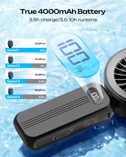 Otlonpe Handheld Misting Fan Portable, Powerful 4 High Speeds Rechargeable Small Hand Held Fan Water Mist, 4000mAh Battery Operated, Foldable, Lanyard, Personal Cooling for Travel (BLACK) 🍁 All In One Marketplace Canada