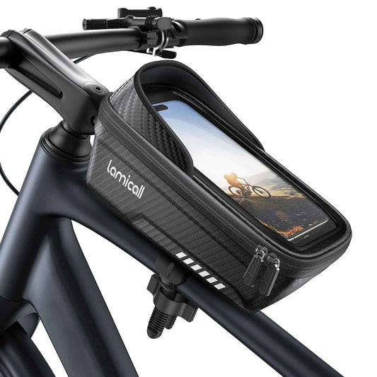 Lamicall Bike Frame Bag Waterproof - [Quick Install & Remove] 1.3L Bike Phone Bag with Sensitive Touch Screen, Bike Phone Holder with Rain Cover, Bicycle Top Tube Bag, Bike Accessories for Phones 4-7" 🍁 All In One Marketplace Canada