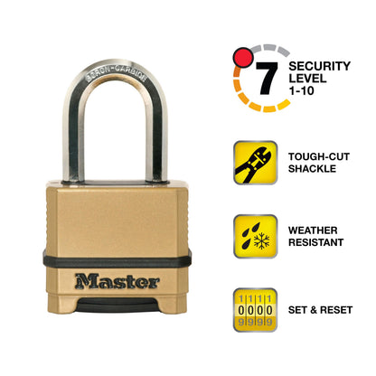 Master Lock Gold Outdoor Combination Lock, Heavy Duty Weather Resistant Padlock, Resettable Combination Lock for Outdoor Use 1.2 x 2 x 3.87 inches, 2 Pack, M175LFEC2 🍁 All In One Marketplace Canada